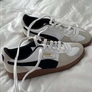 Puma Palermo Women’s White Black Tan Gum-sole Sneakers